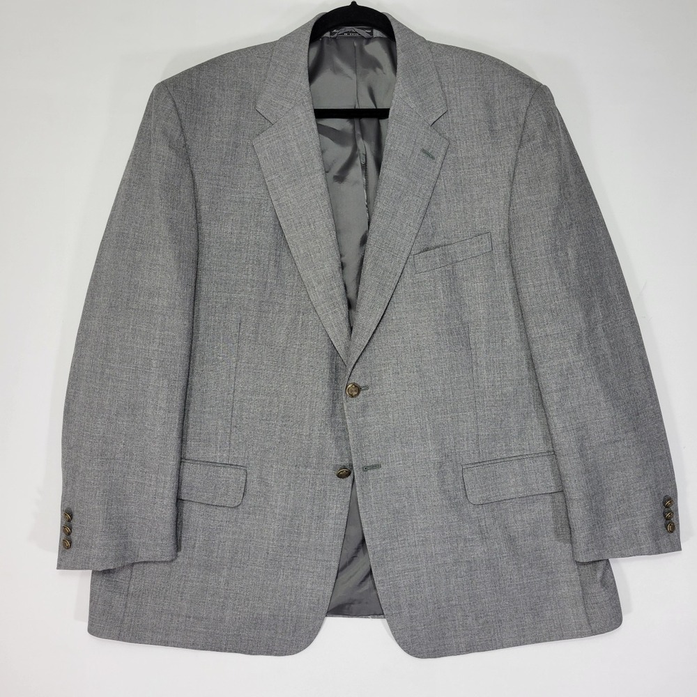 Statements Men's Sport‎ Coat Blazer Two Button Gray Poly Wool Blend Size 48R